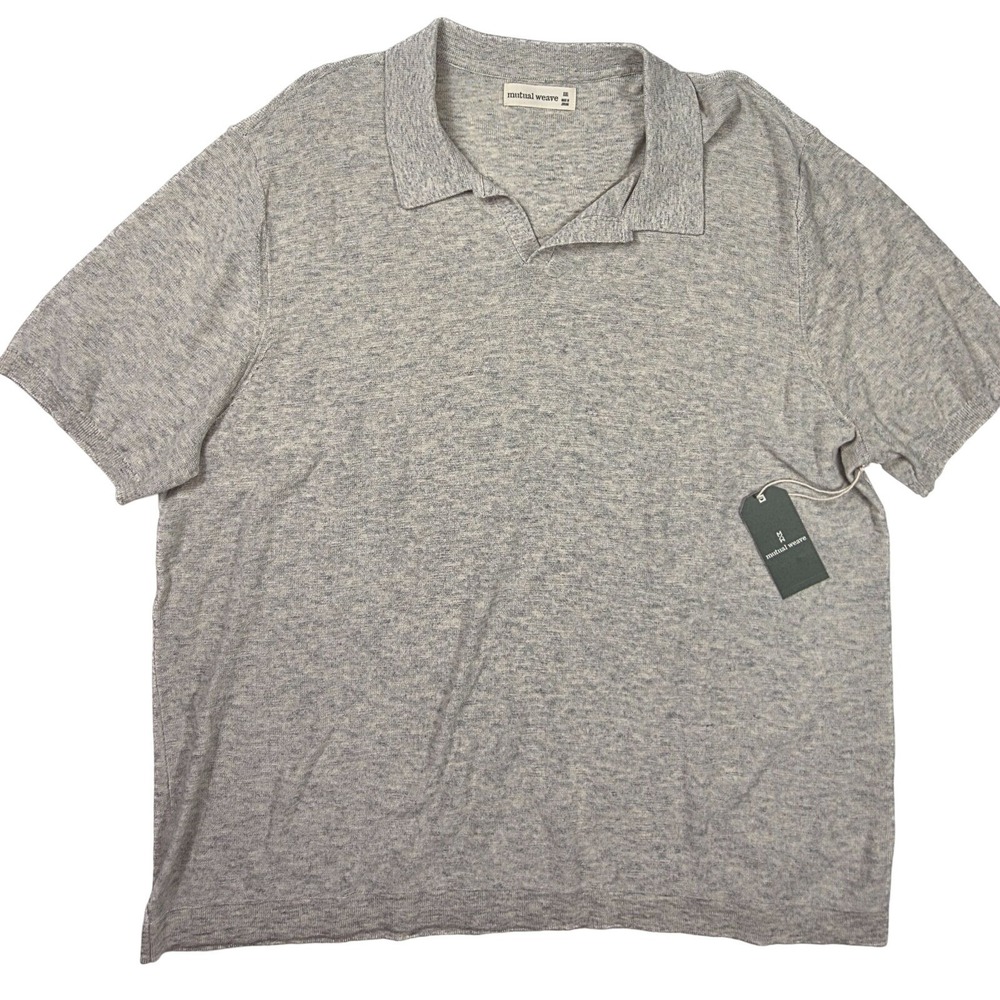 Mutual Weave Gray 1/4 Button Short Sleeve Casual Polo Men's Size 2XL‎ NWT